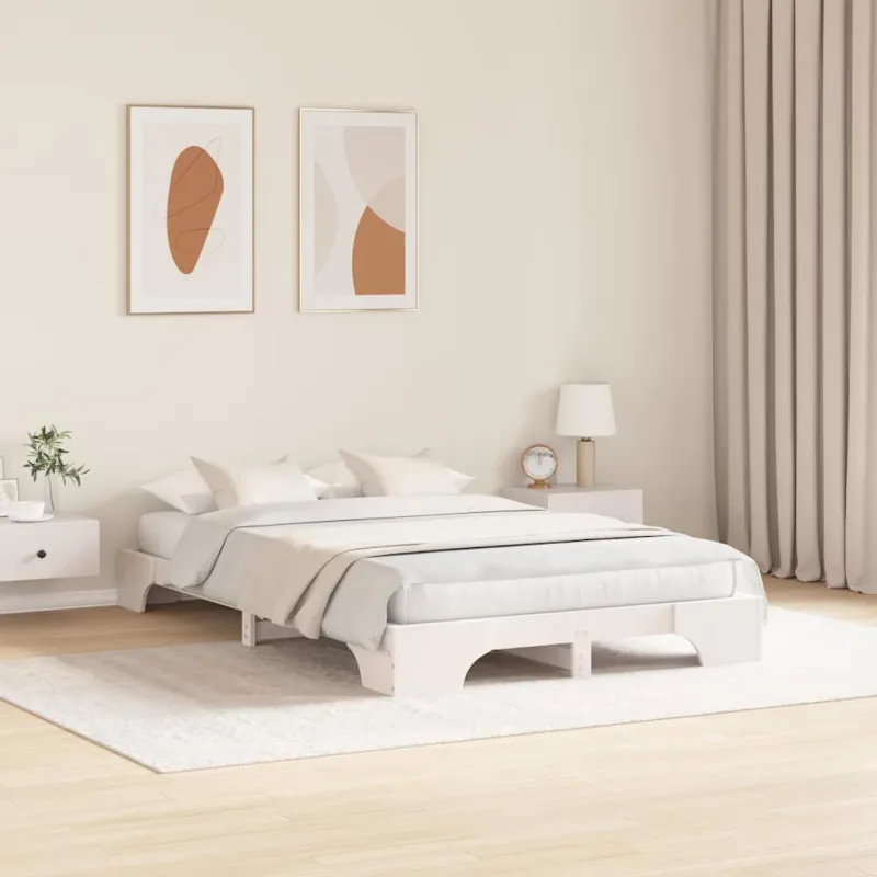 Lovos rėmas Balta 120 x 190 cm Kietos pušies mediena