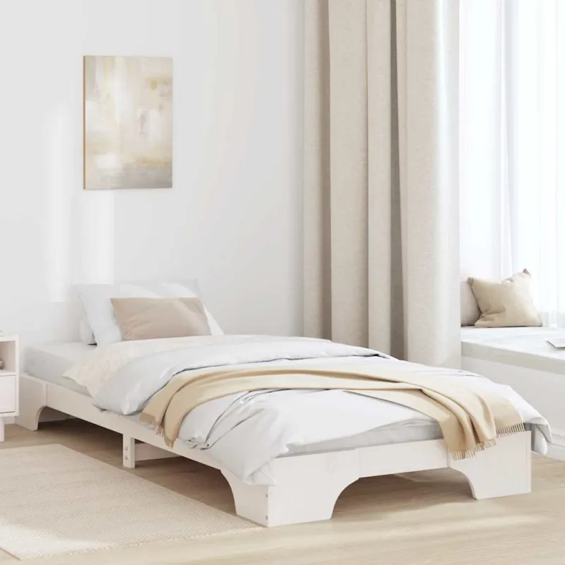 Lovos rėmas Balta 90 x 200 cm Kietos pušies mediena