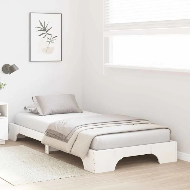 Lovos rėmas Balta 90 x 200 cm Kietos pušies mediena