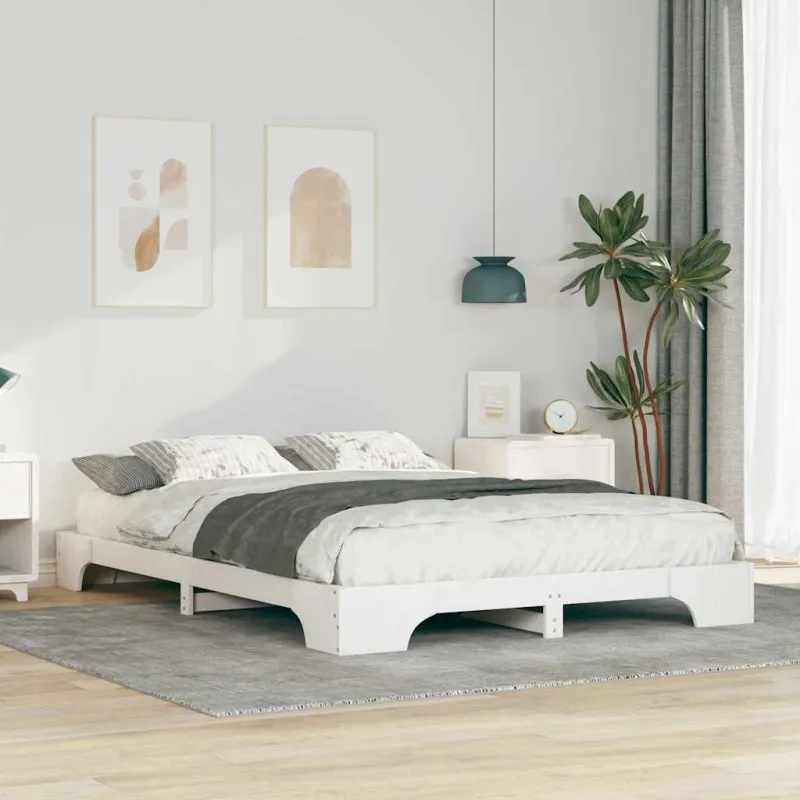Lovos rėmas Balta 140 x 210 cm Kietos pušies mediena