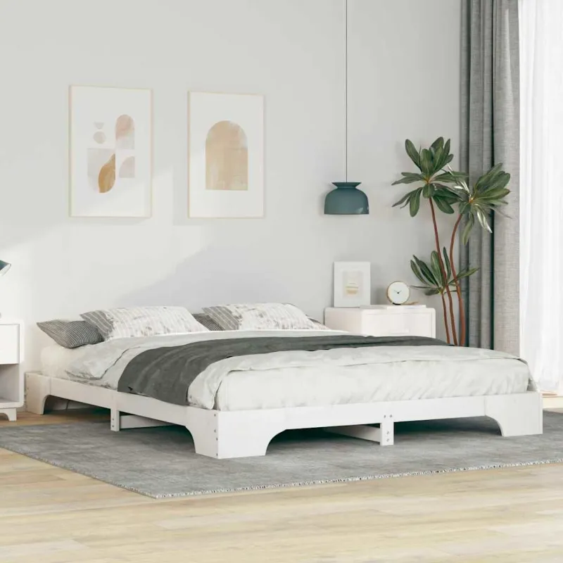 Lovos rėmas Balta 160 x 210 cm Kietos pušies mediena