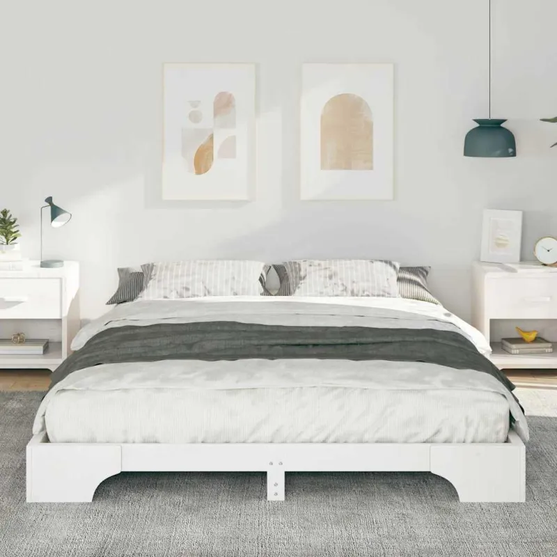 Lovos rėmas Balta 160 x 210 cm Kietos pušies mediena