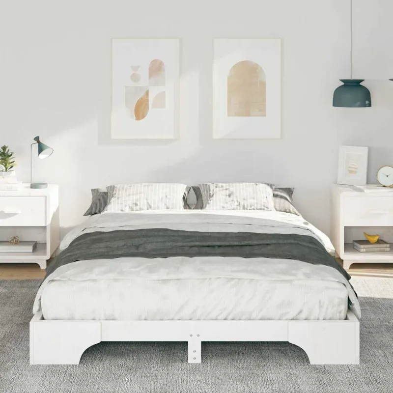 Lovos rėmas Balta 140 x 220 cm Kietos pušies mediena