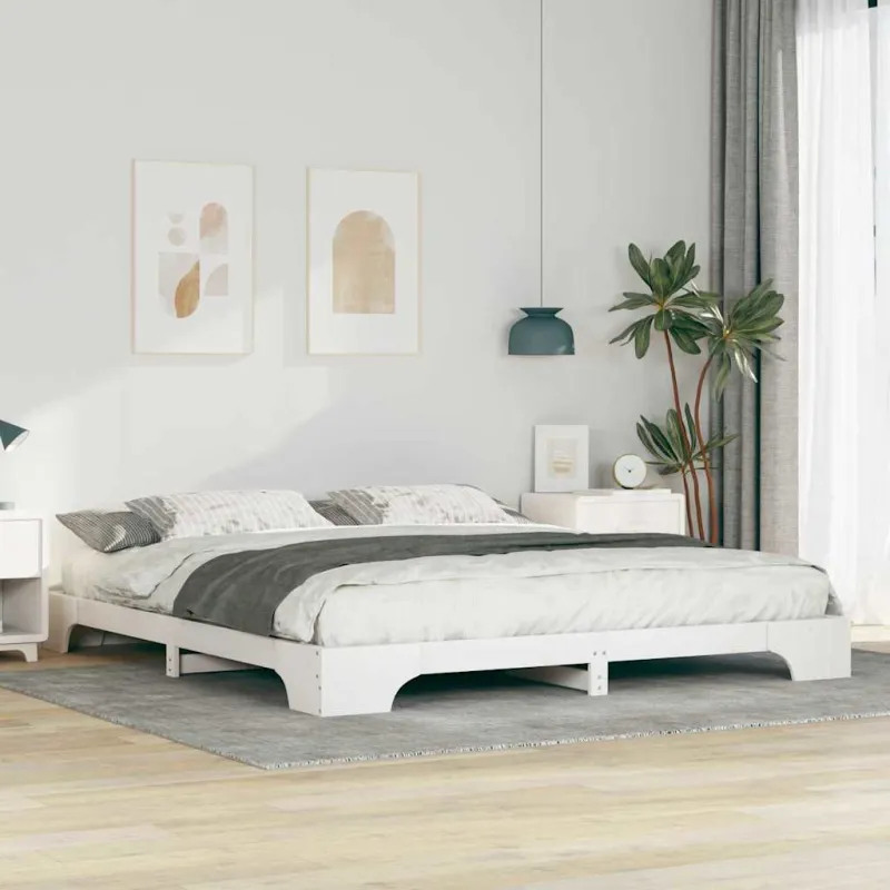 Lovos rėmas Balta 180 x 220 cm Kietos pušies mediena
