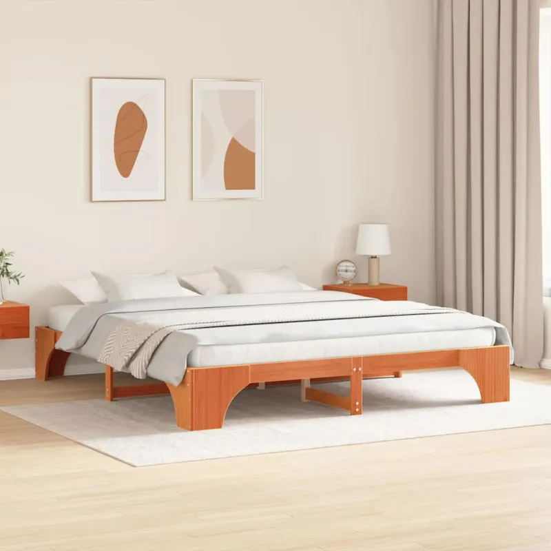 Lovos rėmas Vaško ruda 180 x 200 cm Kietos pušies mediena