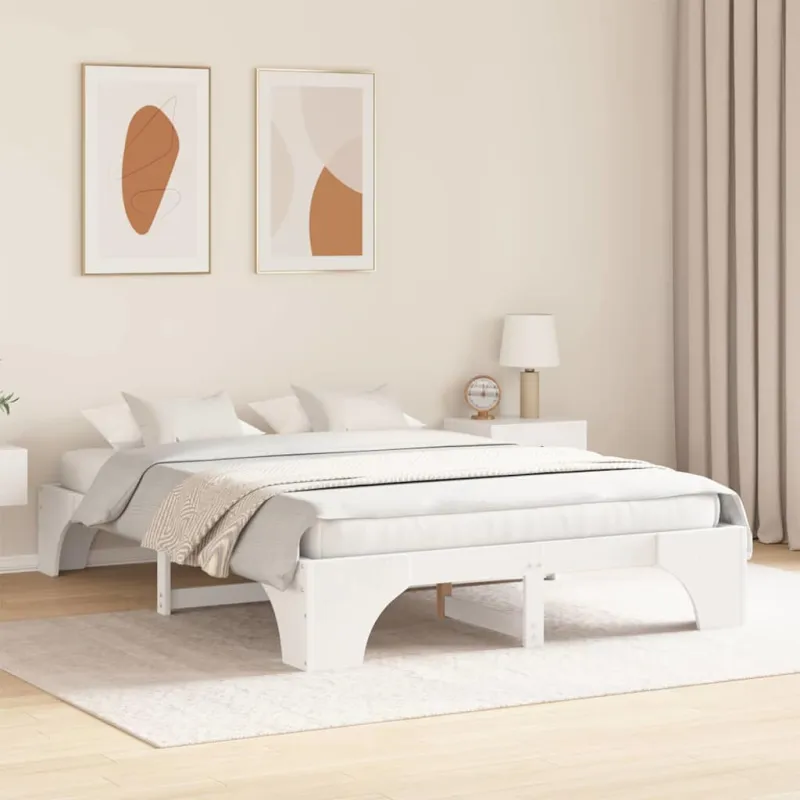 Lovos rėmas Balta 150 x 200 cm Kietos pušies mediena