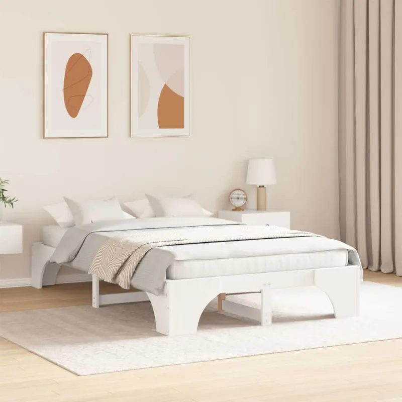 Lovos rėmas Balta 120 x 200 cm Kietos pušies mediena