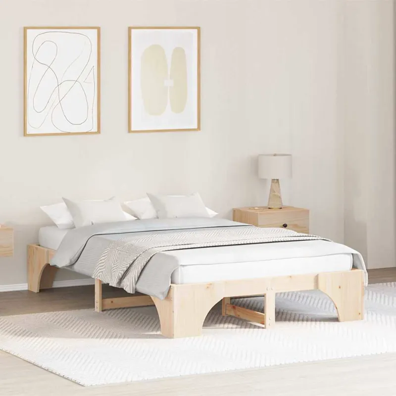 Lovos rėmas Natūrali 135 x 190 cm Kietos pušies mediena
