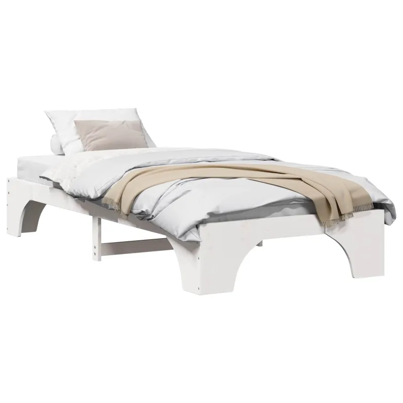 Lovos rėmas Balta 75 x 190 cm Kietos pušies mediena