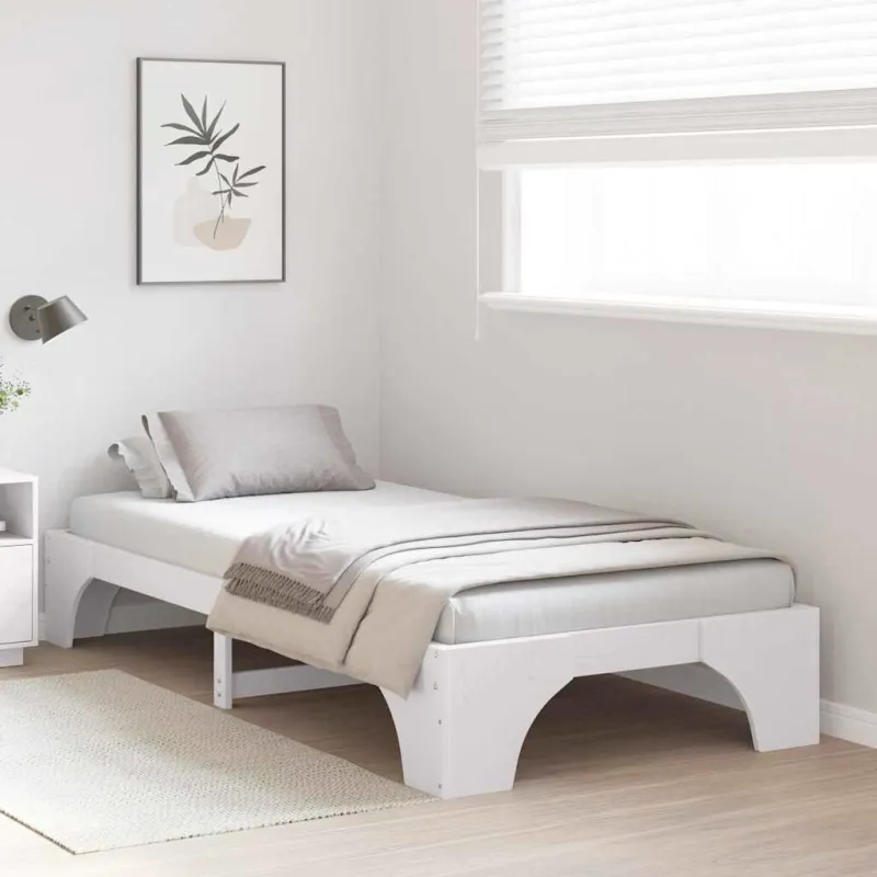 Lovos rėmas Balta 75 x 190 cm Kietos pušies mediena