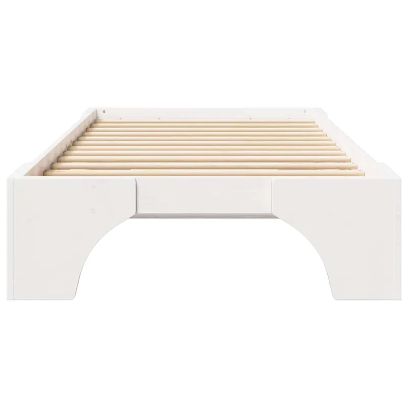 Lovos rėmas Balta 75 x 190 cm Kietos pušies mediena