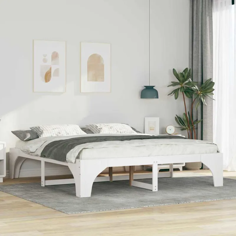 Lovos rėmas Balta 200 x 200 cm Kietos pušies mediena