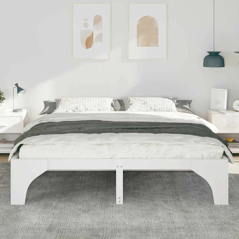 Lovos rėmas Balta 200 x 200 cm Kietos pušies mediena