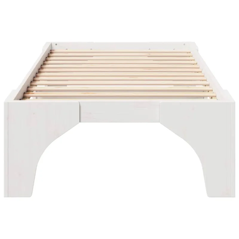 Lovos rėmas Balta 75 x 190 cm Kietos pušies mediena