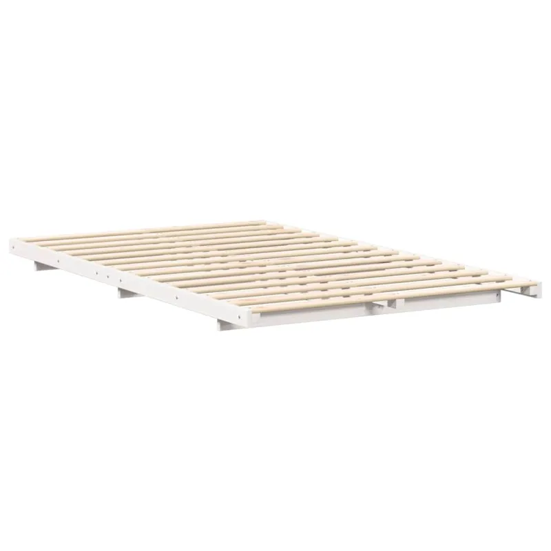 Lovos rėmas Balta 135 x 190 cm Kietos pušies mediena