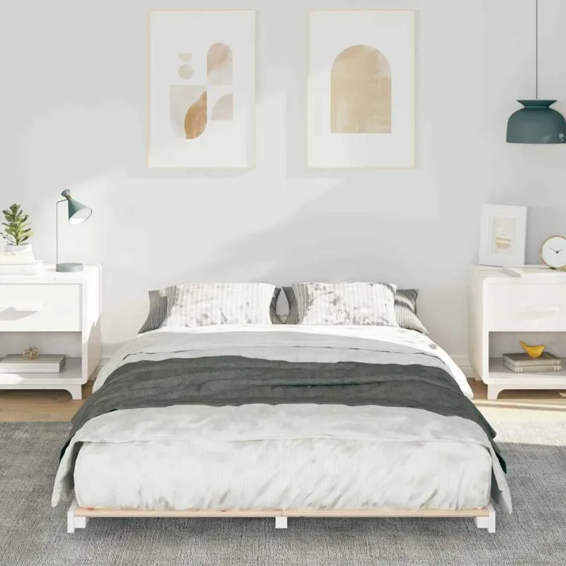 Lovos rėmas Balta 120 x 190 cm Kietos pušies mediena