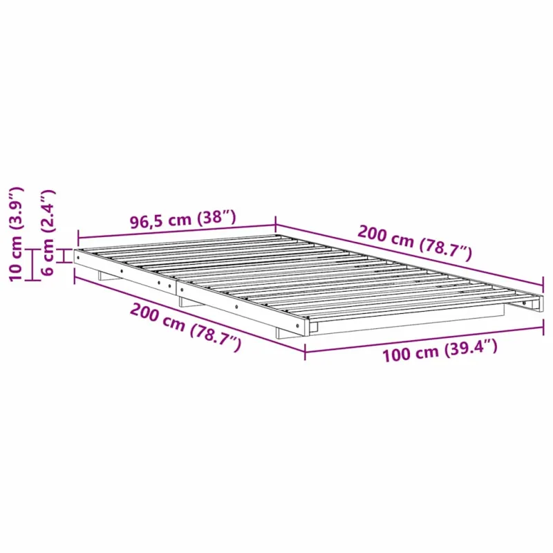 Lovos rėmas Vaško ruda 100 x 200 cm Kietos pušies mediena