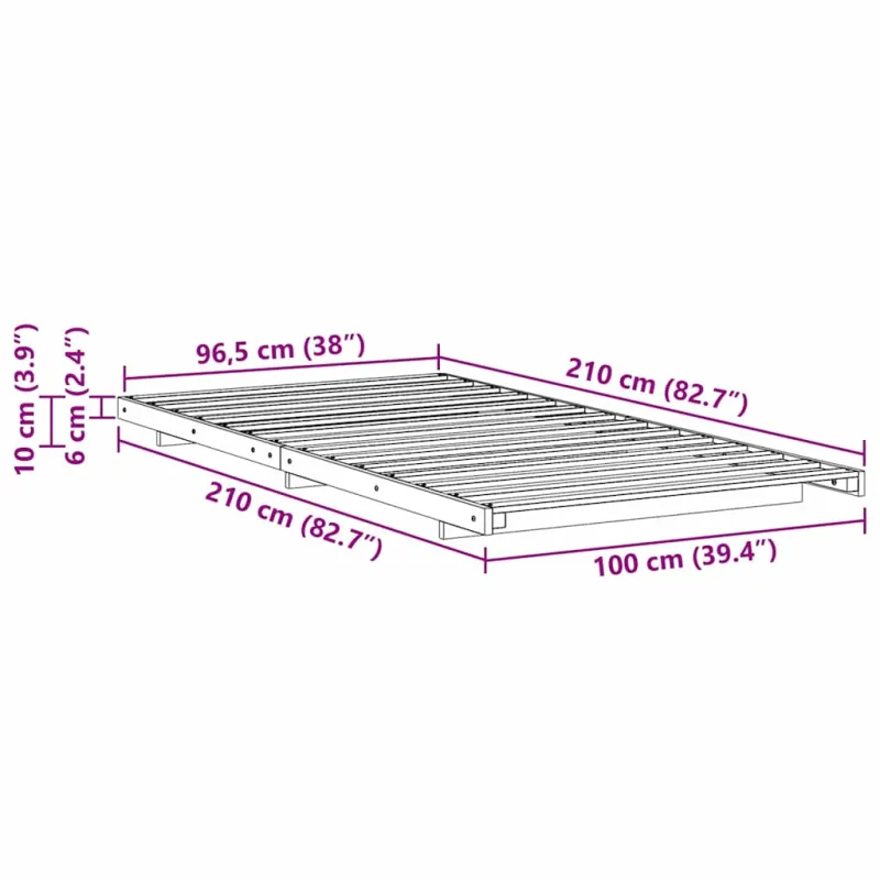Lovos rėmas Vaško ruda 100 x 210 cm Kietos pušies mediena