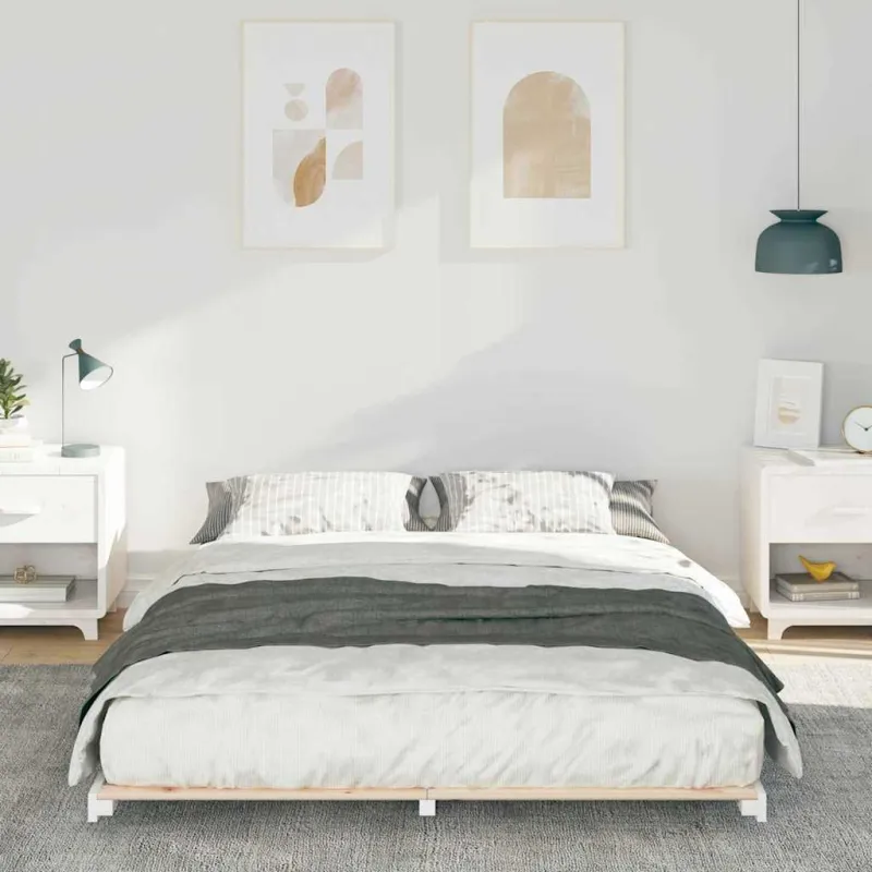 Lovos rėmas Balta 160 x 210 cm Kietos pušies mediena