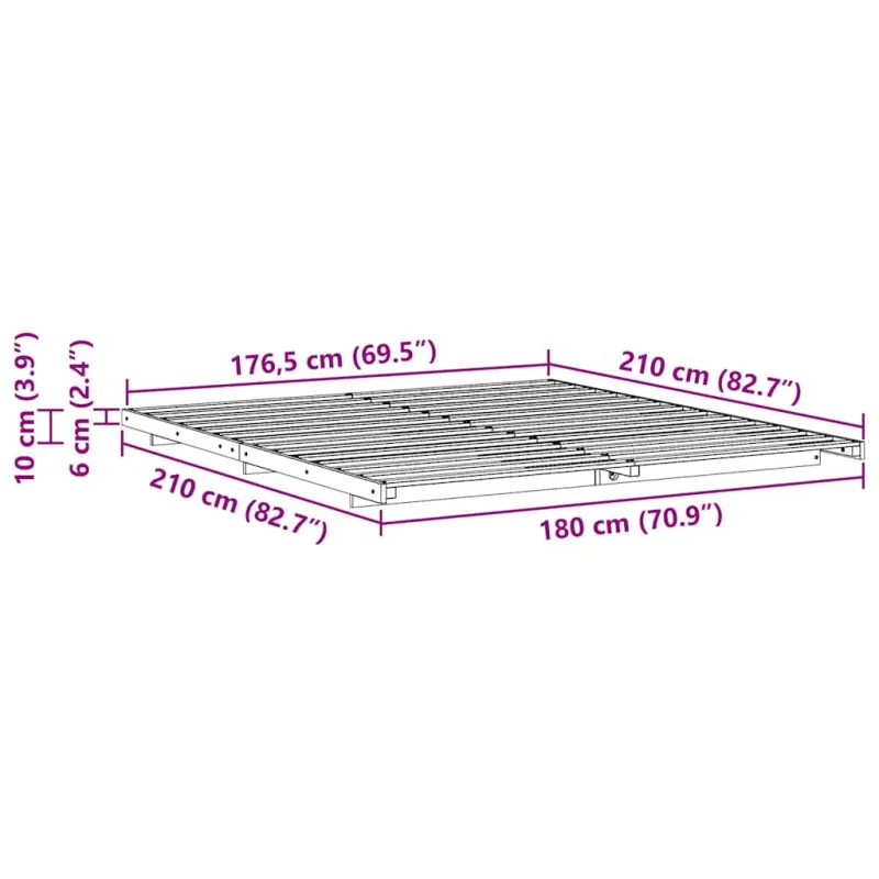 Lovos rėmas Vaško ruda 180 x 210 cm Kietos pušies mediena