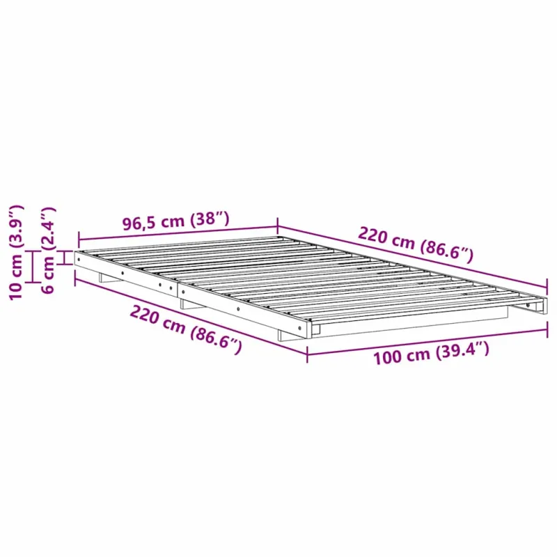Lovos rėmas Vaško ruda 100 x 220 cm Kietos pušies mediena