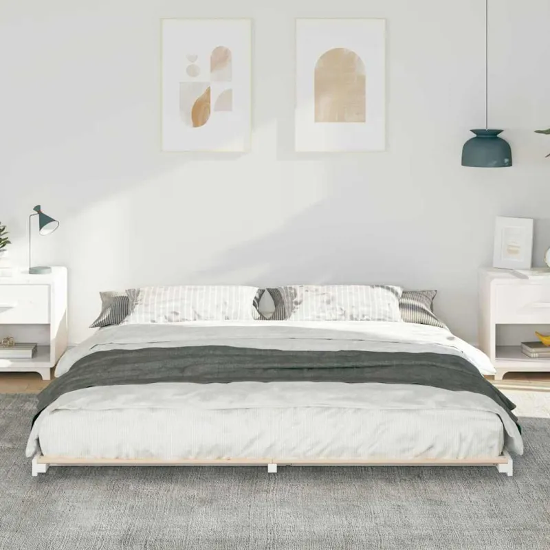 Lovos rėmas Balta 200 x 220 cm Kietos pušies mediena