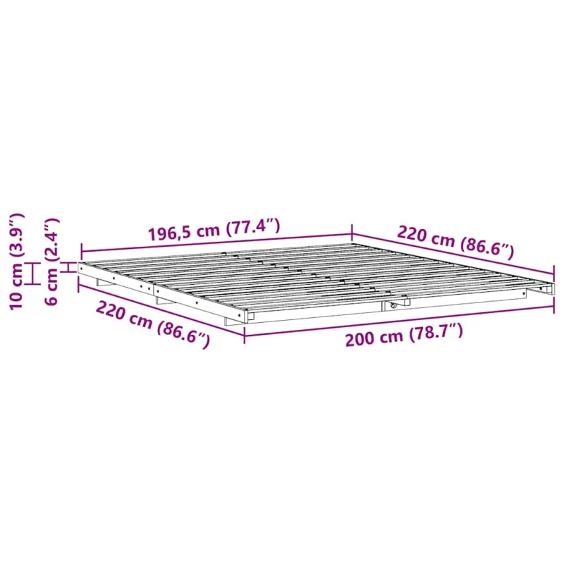 Lovos rėmas Vaško ruda 200 x 220 cm Kietos pušies mediena