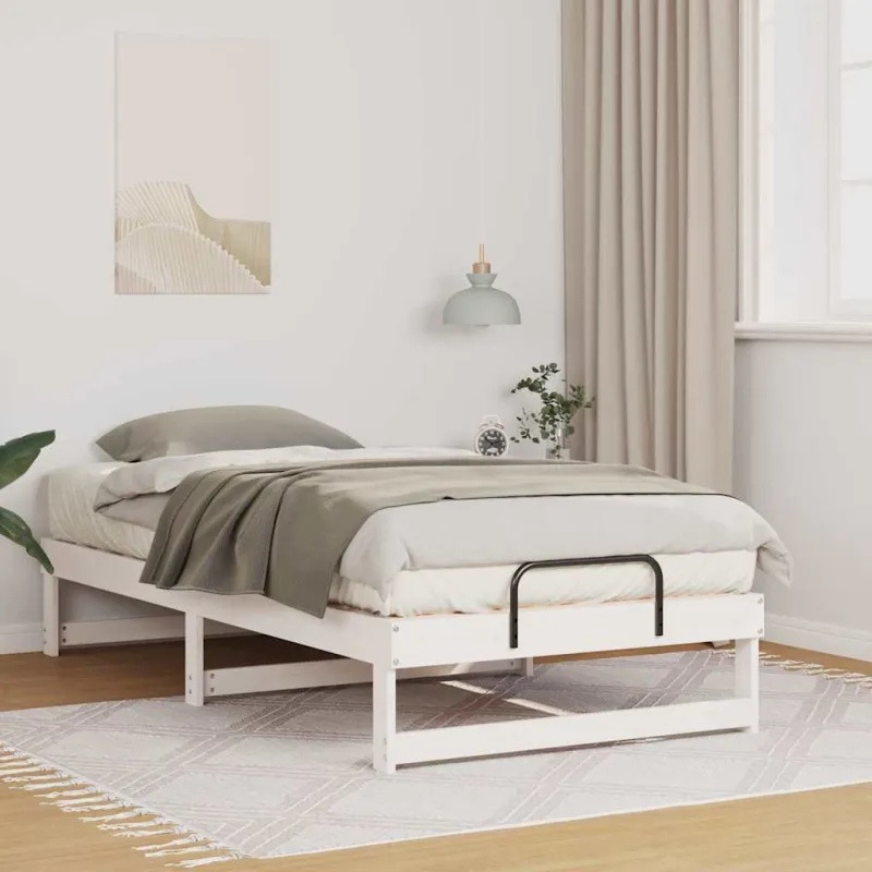 Lovos rėmas Balta 90 x 190 cm Kietos pušies mediena