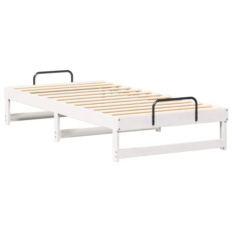 Lovos rėmas Balta 90 x 190 cm Kietos pušies mediena