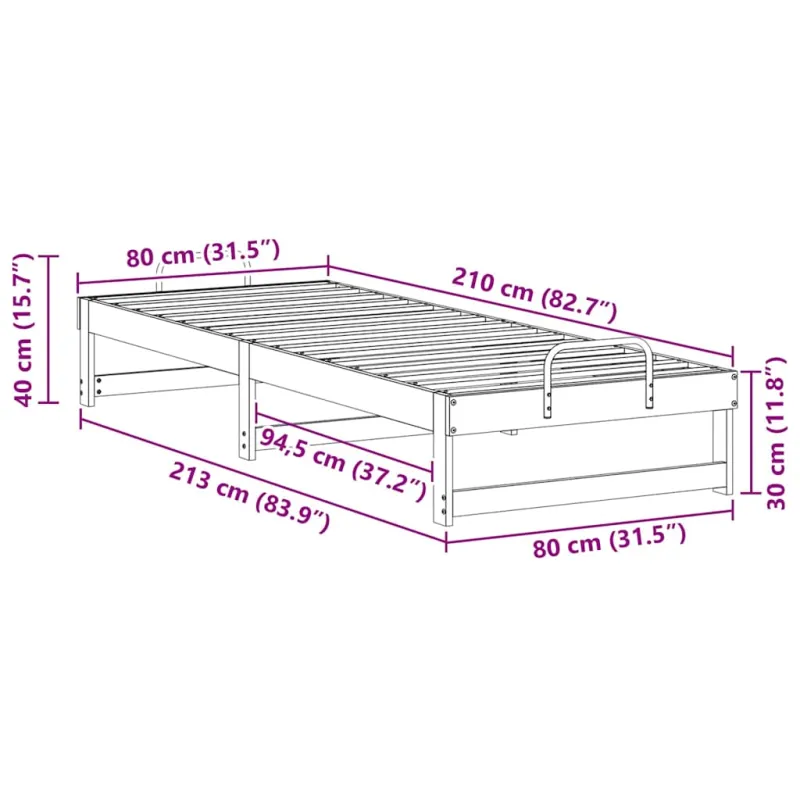Lovos rėmas Ruda 80 x 210 cm Kietos pušies mediena