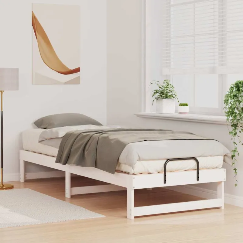 Lovos rėmas Balta 90 x 210 cm Kietos pušies mediena
