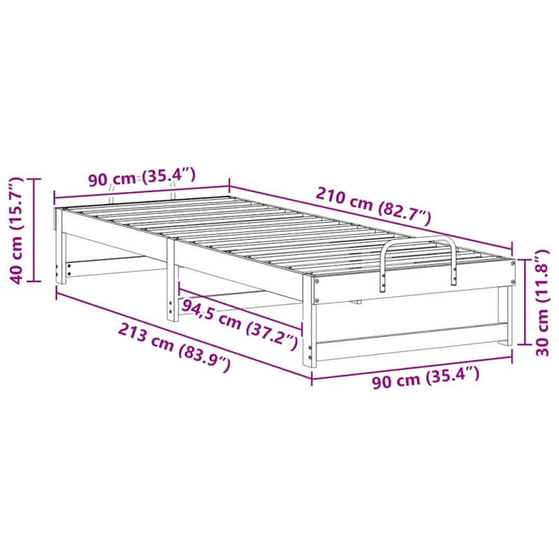 Lovos rėmas Ruda 90 x 210 cm Kietos pušies mediena