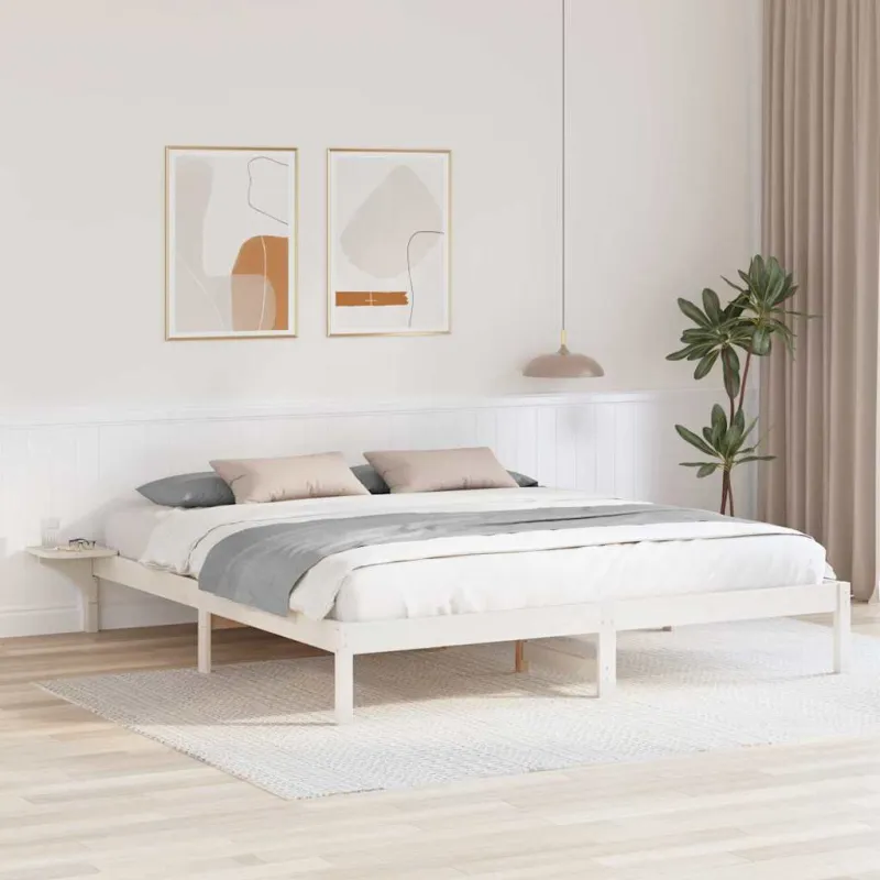Lovos rėmas Balta 200 x 200 cm Kietos pušies mediena