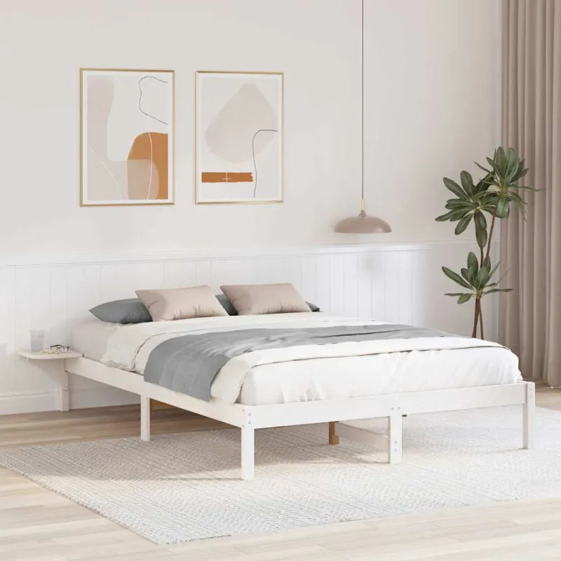 Lovos rėmas Balta 150 x 200 cm Kietos pušies mediena