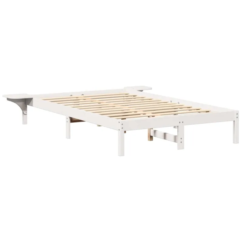 Lovos rėmas Balta 135 x 190 cm Kietos pušies mediena