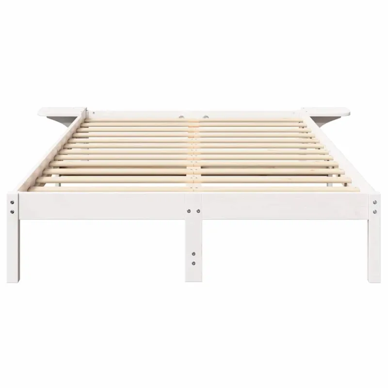 Lovos rėmas Balta 135 x 190 cm Kietos pušies mediena