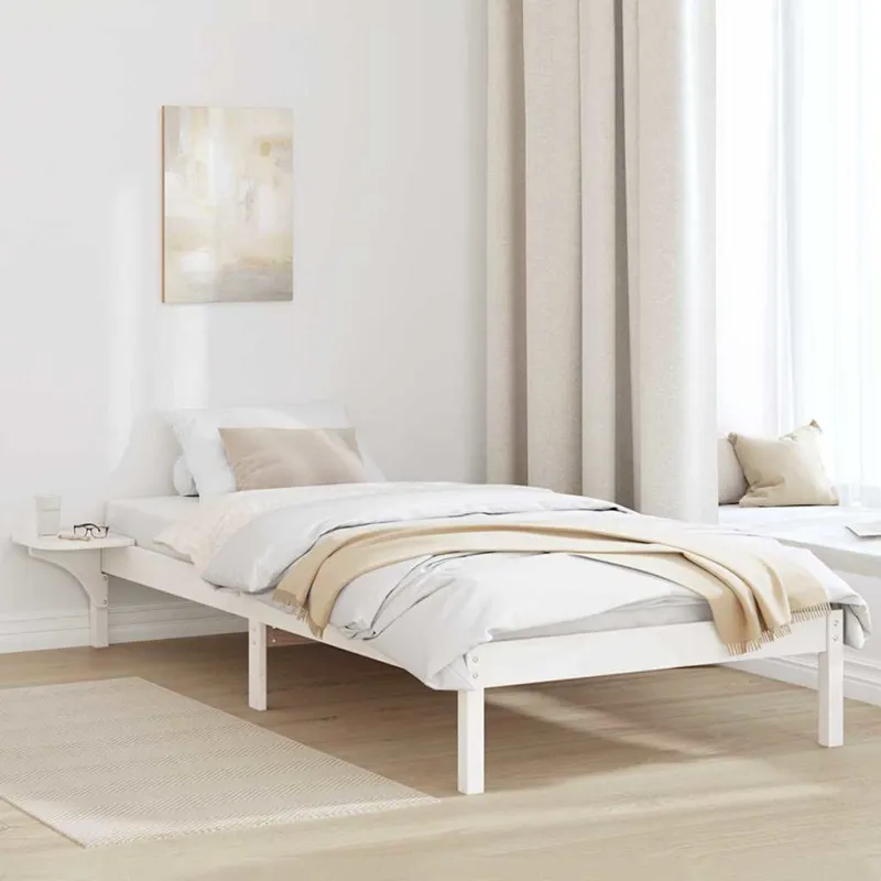 Lovos rėmas Balta 90 x 190 cm Kietos pušies mediena