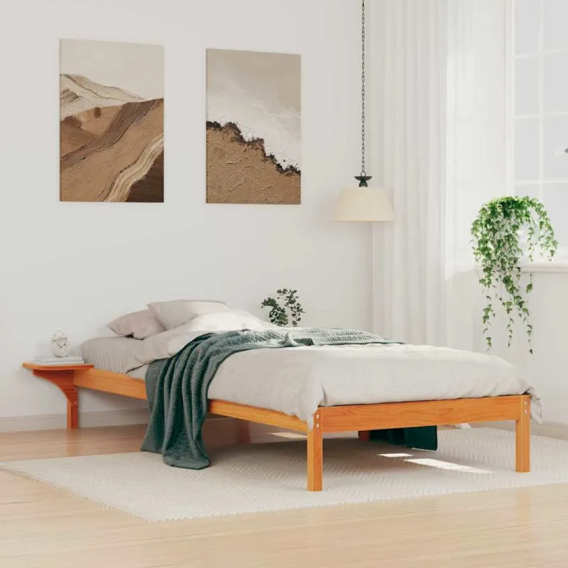 Lovos rėmas su šoninėmis stalelėmis Vaško ruda 90 x 210 cm