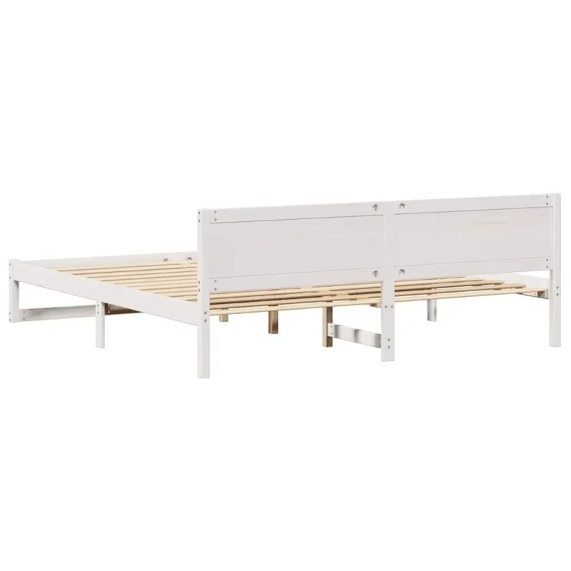 Lovos rėmas Balta 200 x 200 cm Kietos pušies mediena