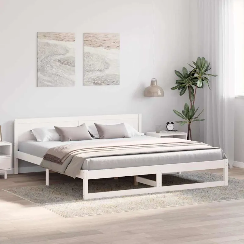 Lovos rėmas Balta 180 x 200 cm Kietos pušies mediena