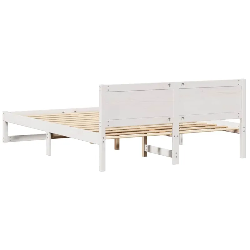 Lovos rėmas Balta 150 x 200 cm Kietos pušies mediena