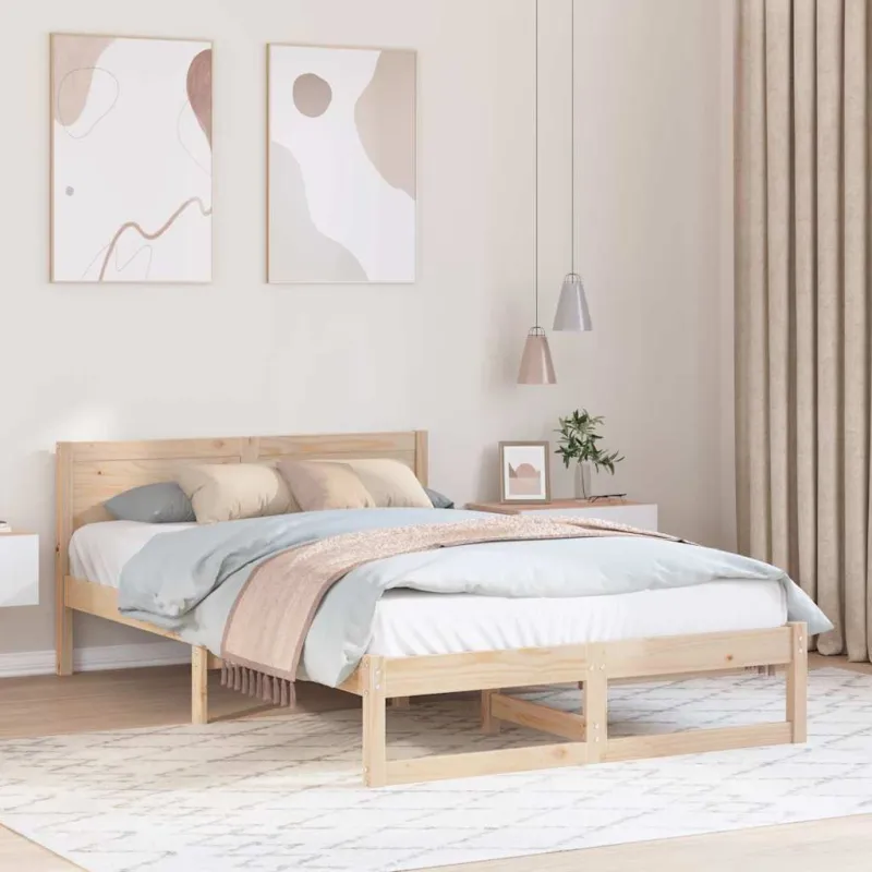 Lovos rėmas Natūrali 135 x 190 cm Kietos pušies mediena