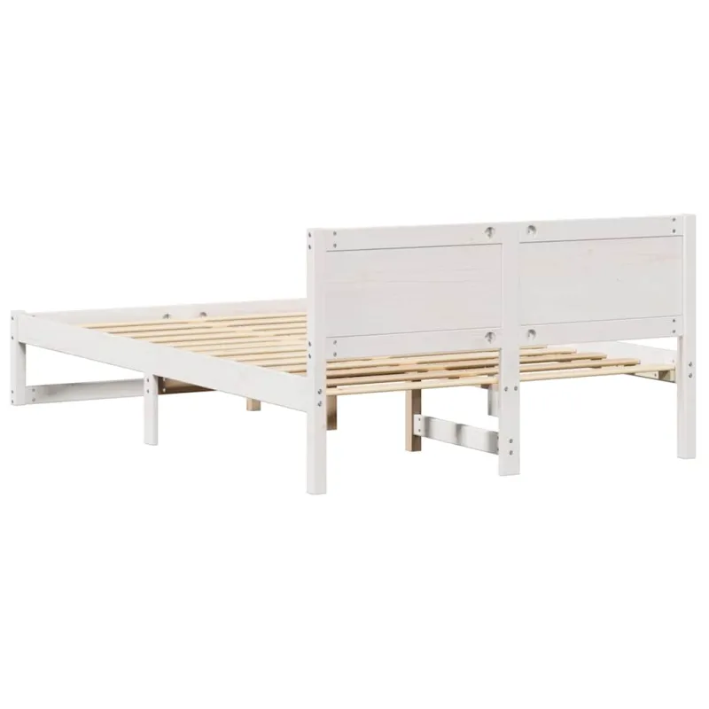 Lovos rėmas Balta 135 x 190 cm Kietos pušies mediena