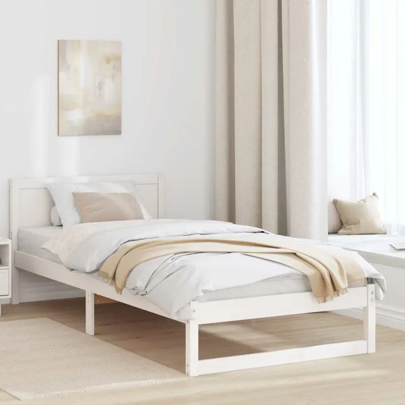 Lovos rėmas Balta 90 x 190 cm Kietos pušies mediena