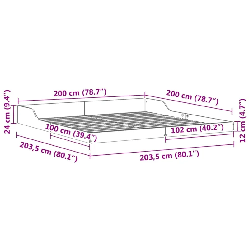Lovos rėmas Vaško ruda 200 x 200 cm Kietos pušies mediena