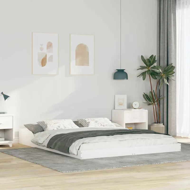 Lovos rėmas Balta 160 x 200 cm Kietos pušies mediena
