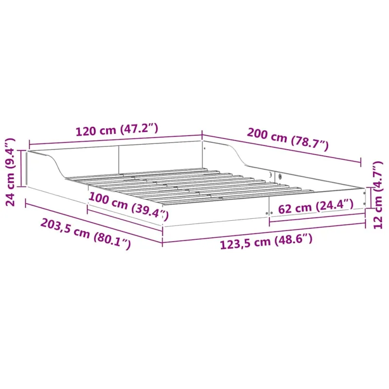 Lovos rėmas Vaško ruda 120 x 200 cm Kietos pušies mediena