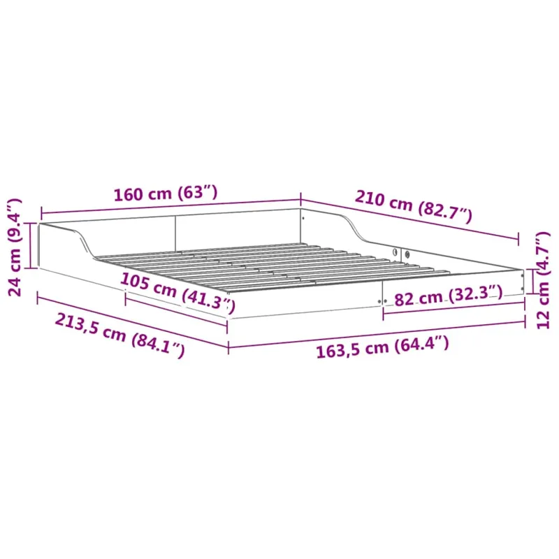 Lovos rėmas Ruda 160 x 210 cm Kietos pušies mediena