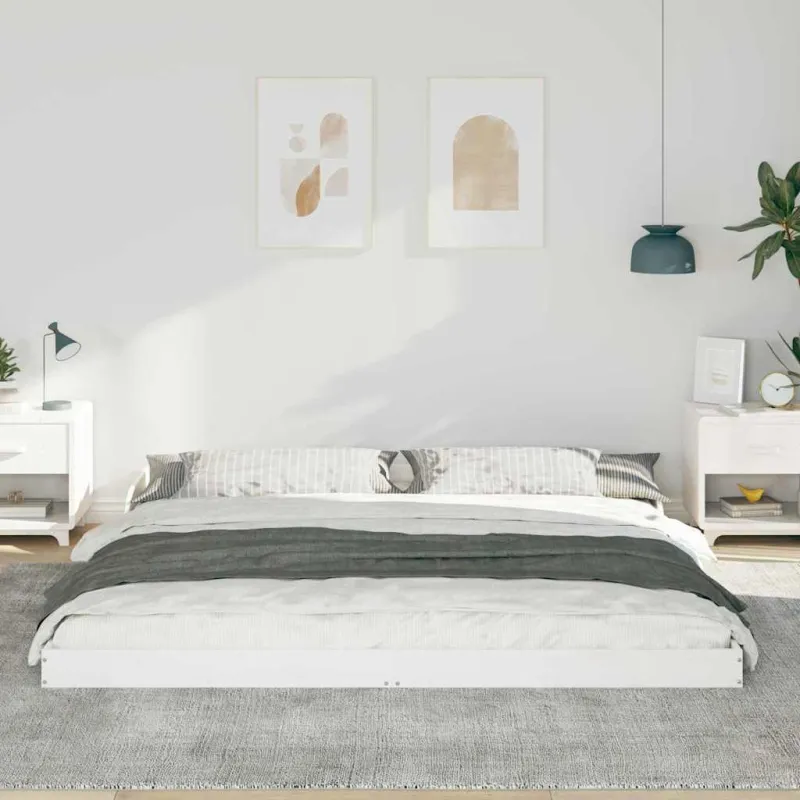 Lovos rėmas Balta 180 x 210 cm Kietos pušies mediena