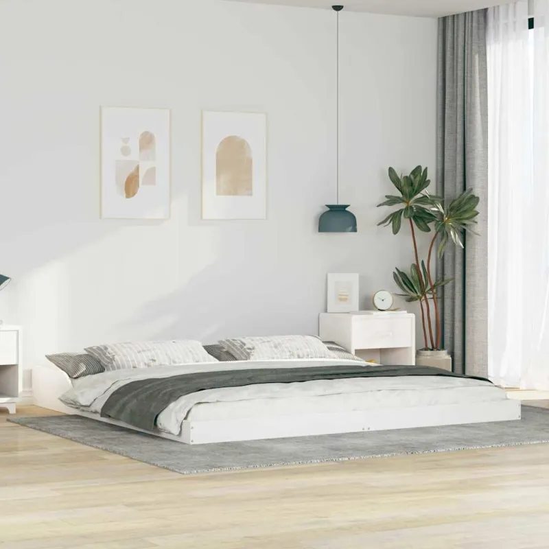 Lovos rėmas Balta 200 x 210 cm Kietos pušies mediena